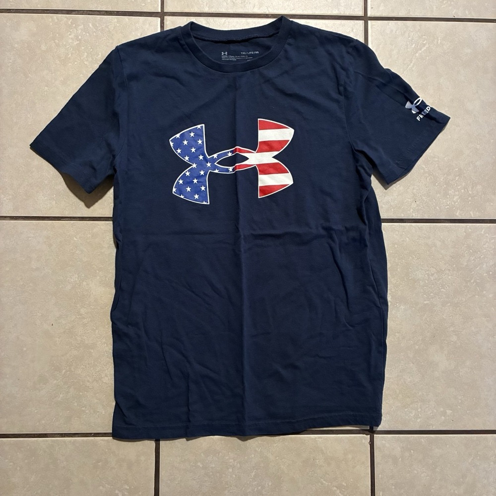 Under Armour Youth Large Navy Blue Graphic Short Sleeve T-Shirt